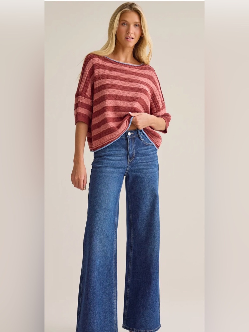 NWT Altar’D State Azlyn Multi Stripe Sweater Tee